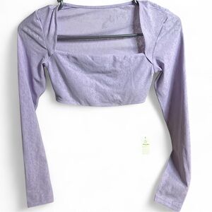 Offline by Aerie Lavender Long Sleeve Lace Crop Top -NWT